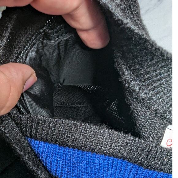 Vtg 1980s Amy Adams Black Blue Nautical Striped Layered Look Pullover Sweater L - Picture 4 of 5